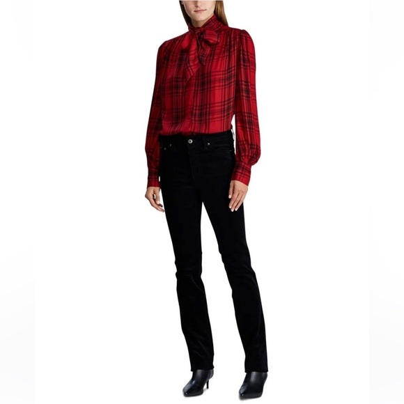 Lauren Ralph Lauren Red Klaryce Plaid Button-Down Blouse Size L NWT - Picture 14 of 16